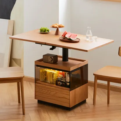 Square Adjustable Folding Laptop Wooden Coffee Table Image - 4