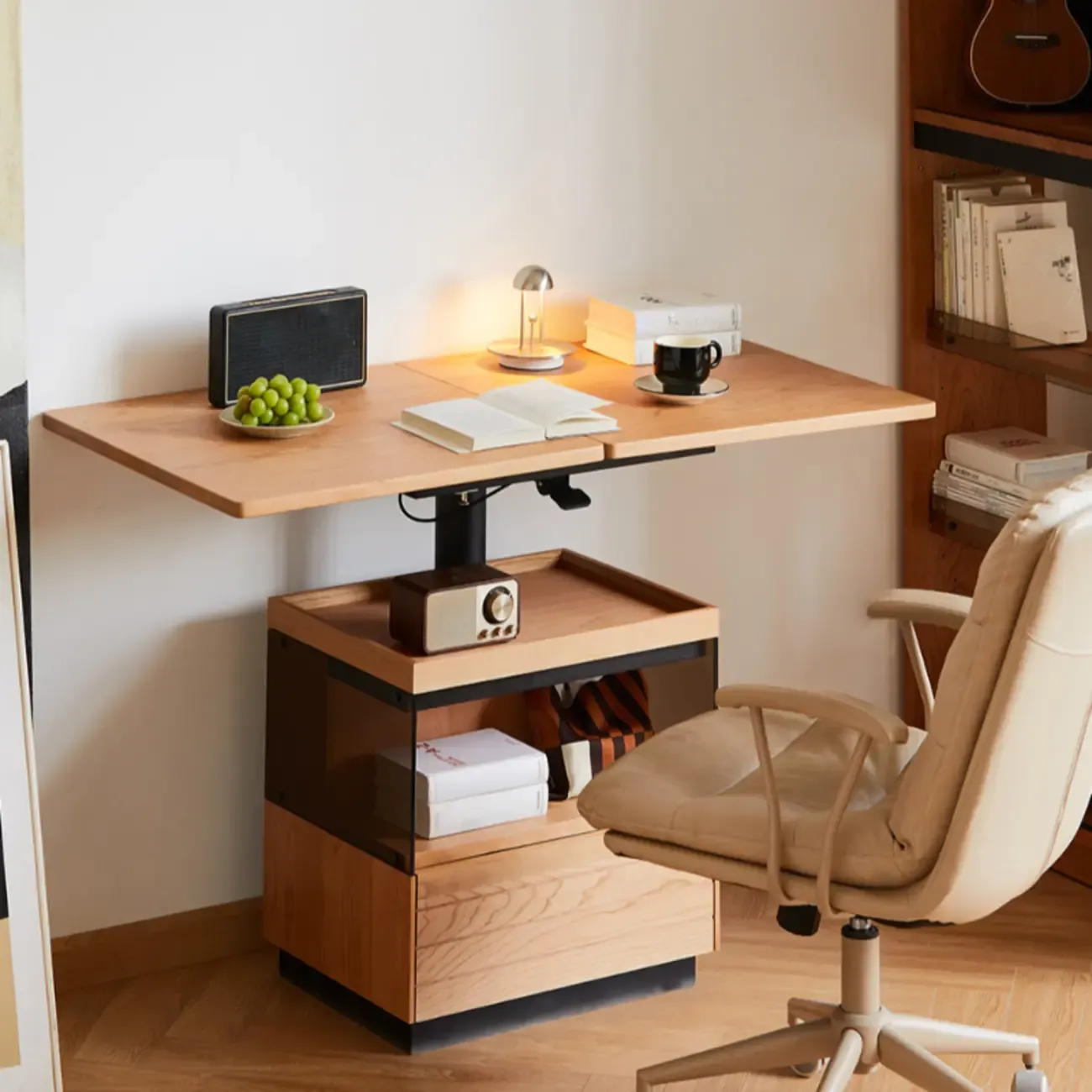 Square Adjustable Folding Laptop Wooden Coffee Table Image - 5