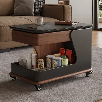 Contemporary Adjustable Tabletop Rolling Cart Coffee Table  Image - 1