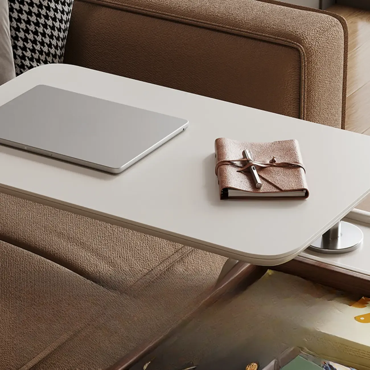 Contemporary Adjustable Tabletop Rolling Cart Coffee Table  Image - 10