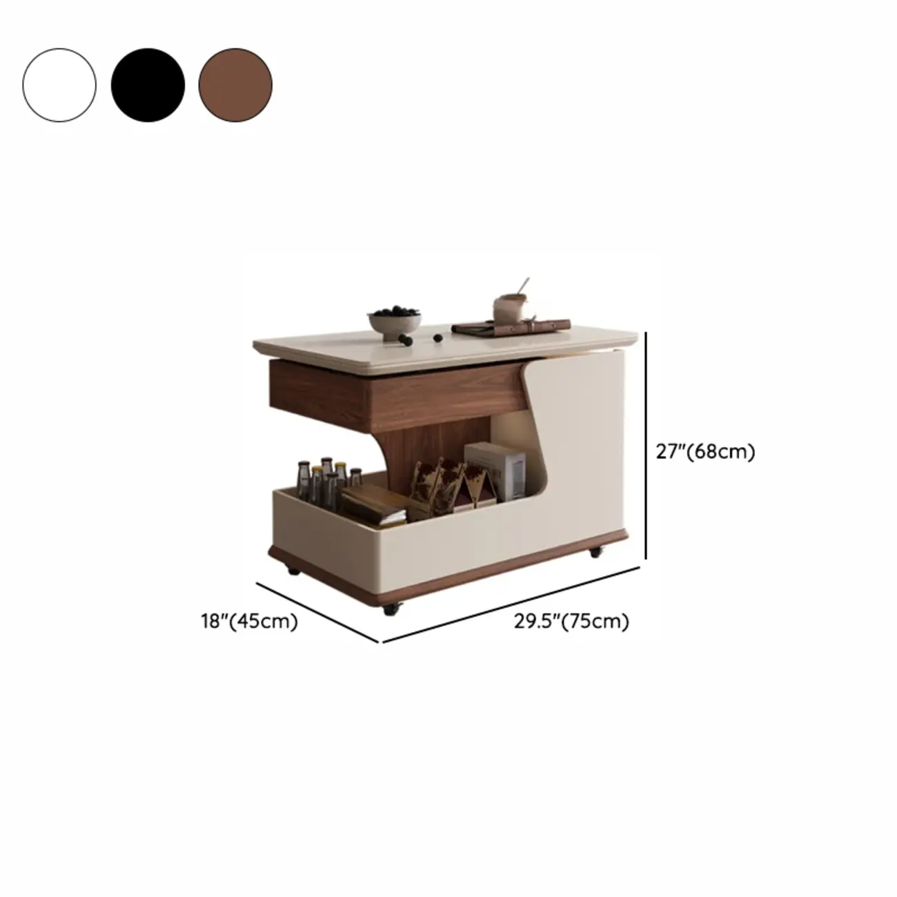 Contemporary Adjustable Tabletop Rolling Cart Coffee Table  #size | homeyfad