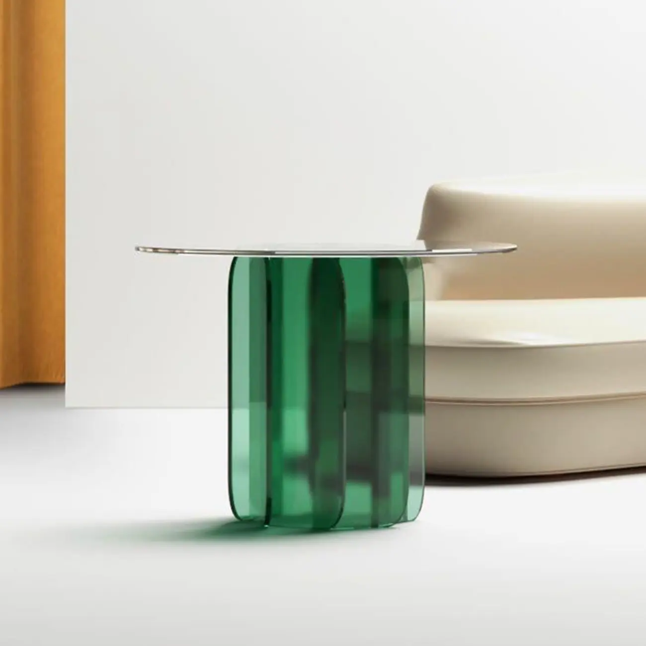 Postmodern Geometric Glass Top Coffee Table Acrylic Base Image - 1 | homeyfad