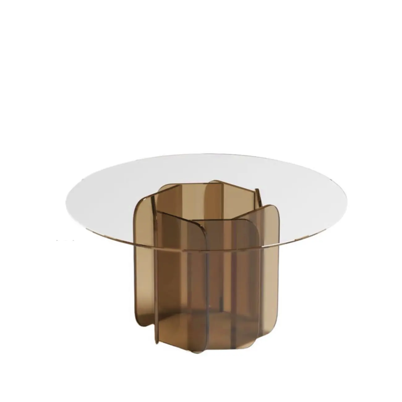 Postmodern Geometric Glass Top Coffee Table Acrylic Base Image - 2 | homeyfad