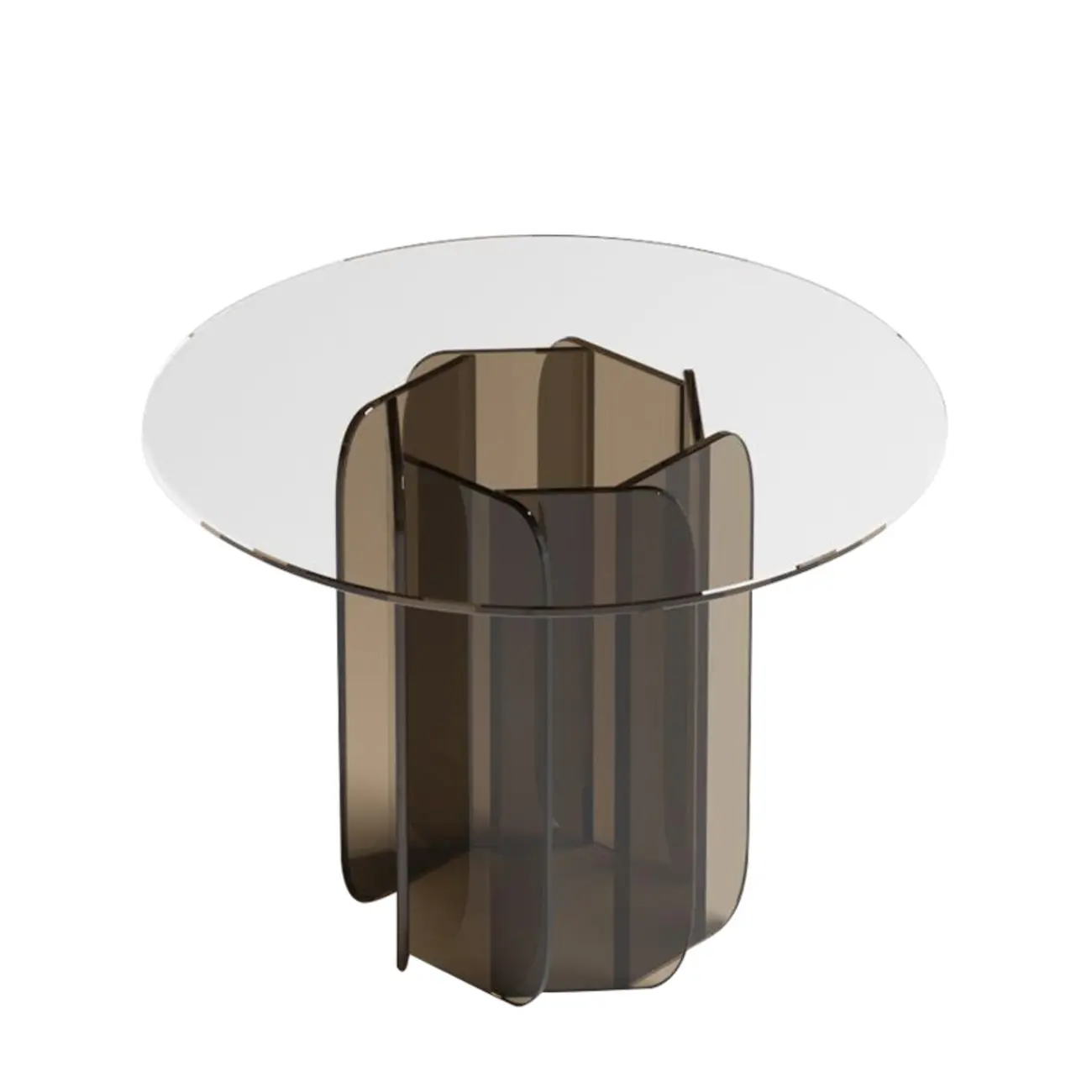 Postmodern Geometric Glass Top Coffee Table Acrylic Base Image - 3 | homeyfad