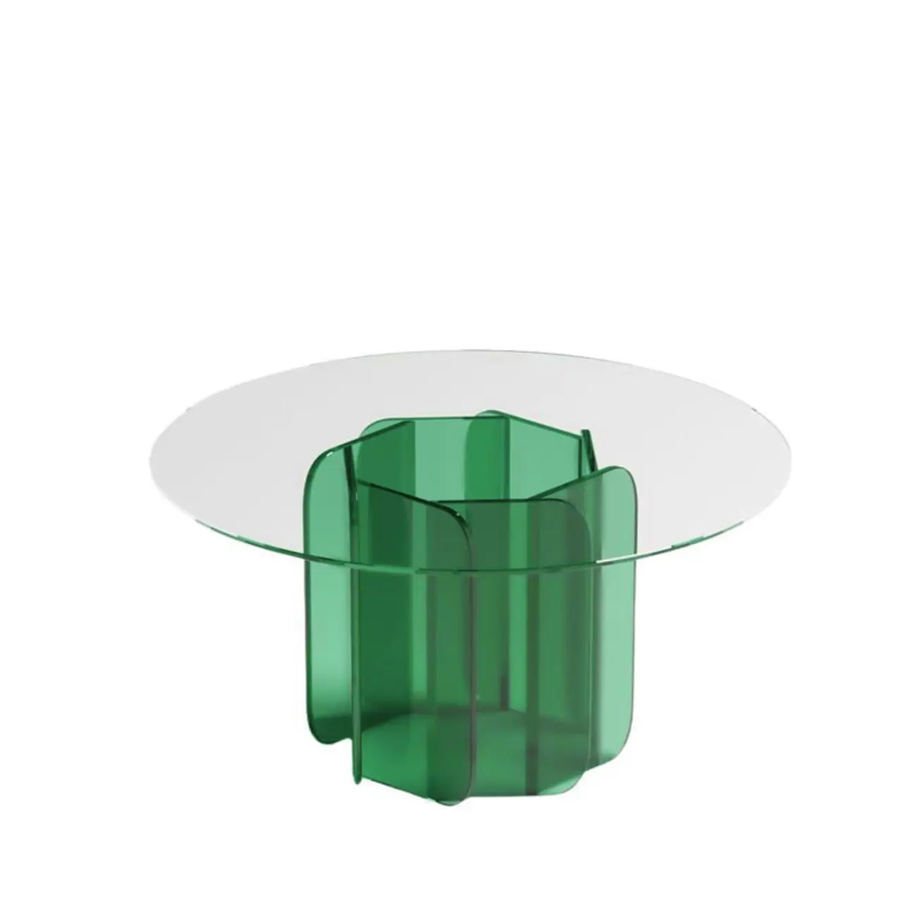 Postmodern Geometric Glass Top Coffee Table Acrylic Base Image - 5 | homeyfad