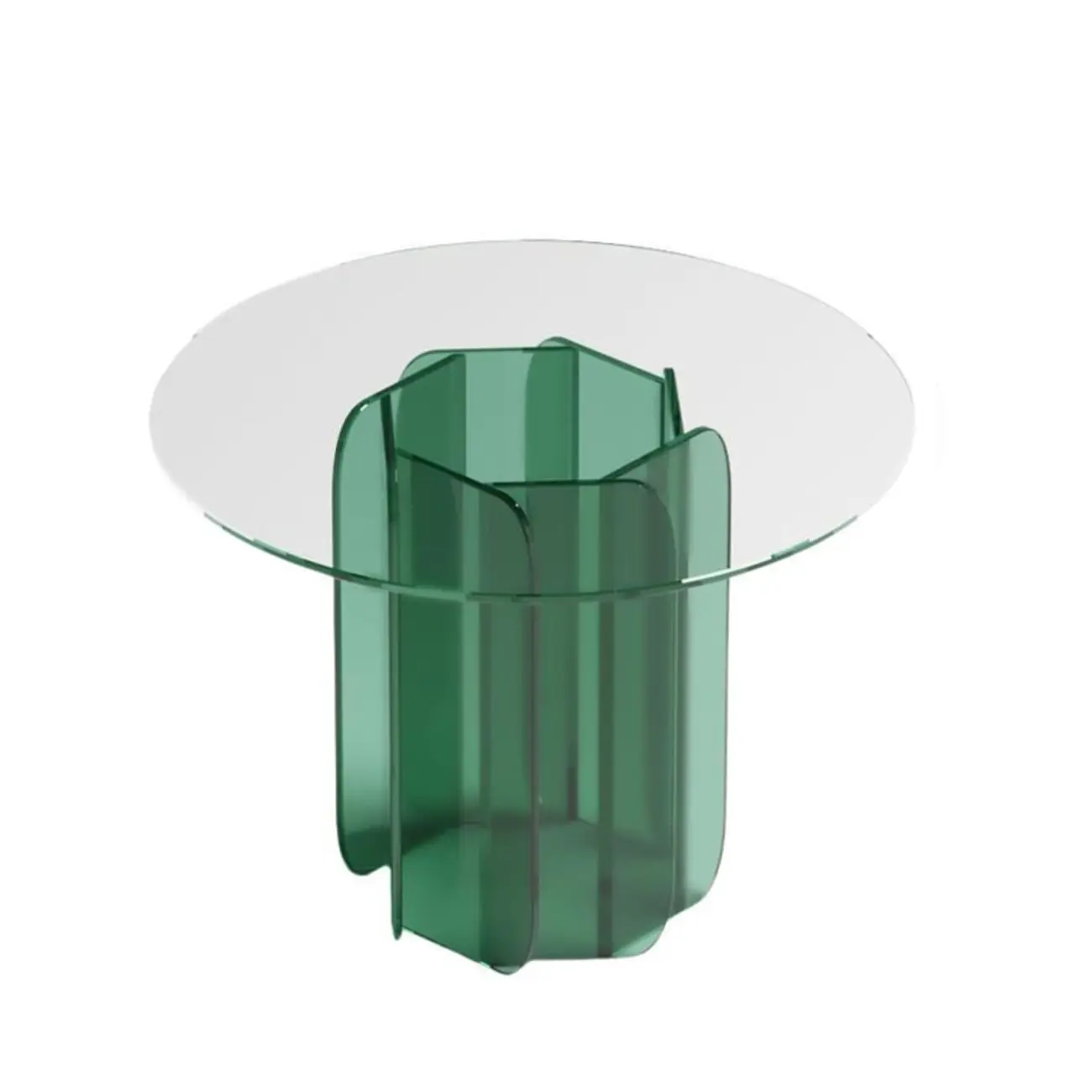 Postmodern Geometric Glass Top Coffee Table Acrylic Base Image - 7 | homeyfad