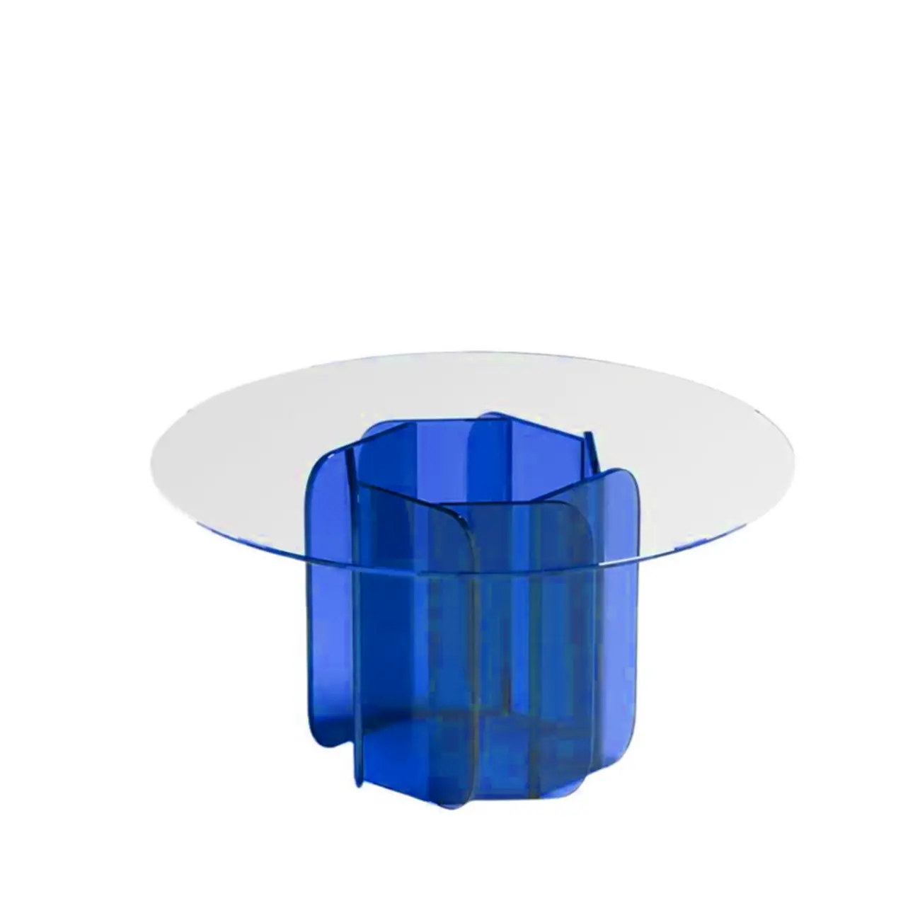 Postmodern Geometric Glass Top Coffee Table Acrylic Base Image - 9 | homeyfad