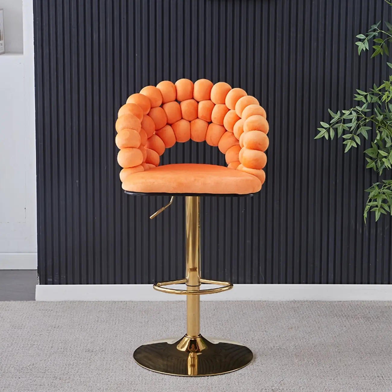 Glam Swivel Saddle Fabric Adjustable Height Bar Stool with Arms Image - 9 | homeyfad