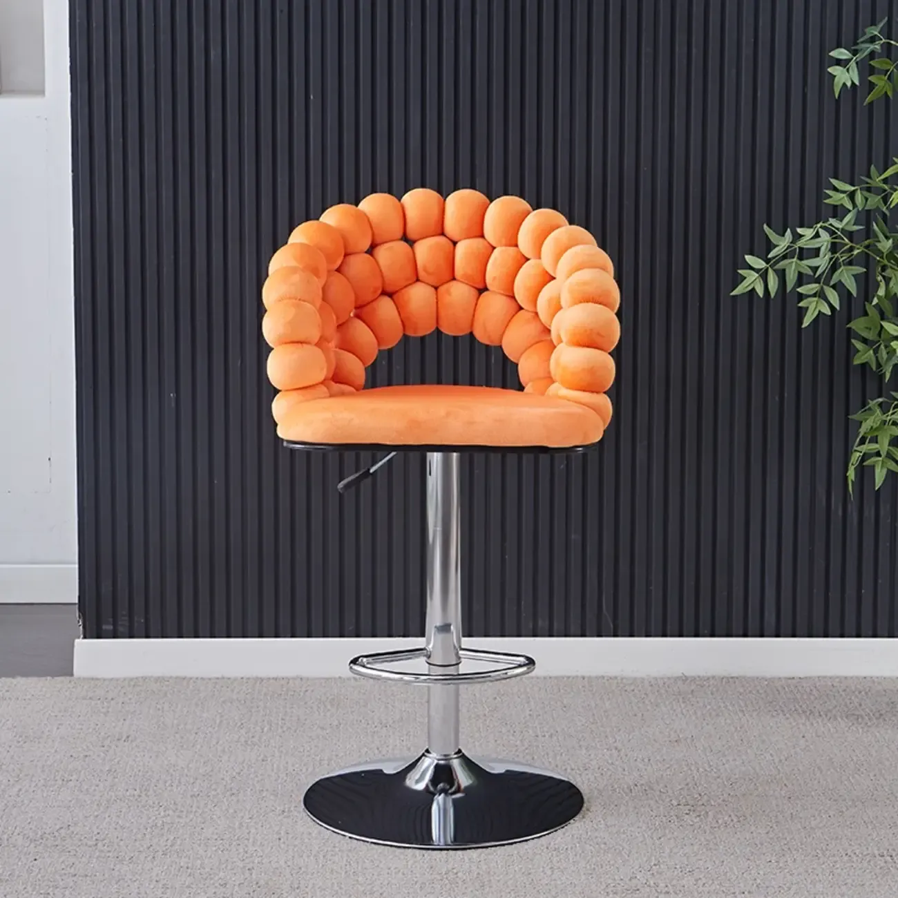 Glam Swivel Saddle Fabric Adjustable Height Bar Stool with Arms Image - 10