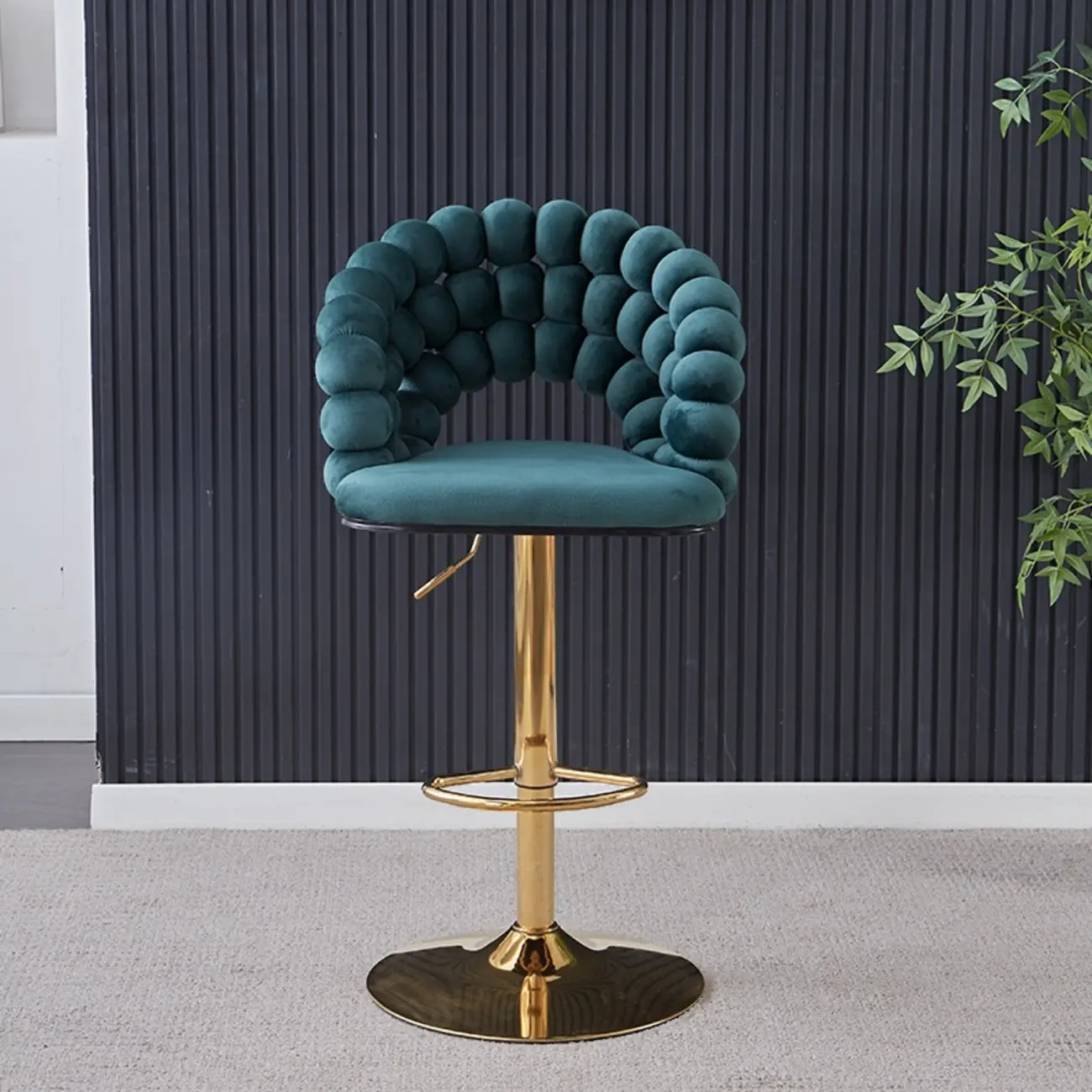 Glam Swivel Saddle Fabric Adjustable Height Bar Stool with Arms Image - 11 | homeyfad