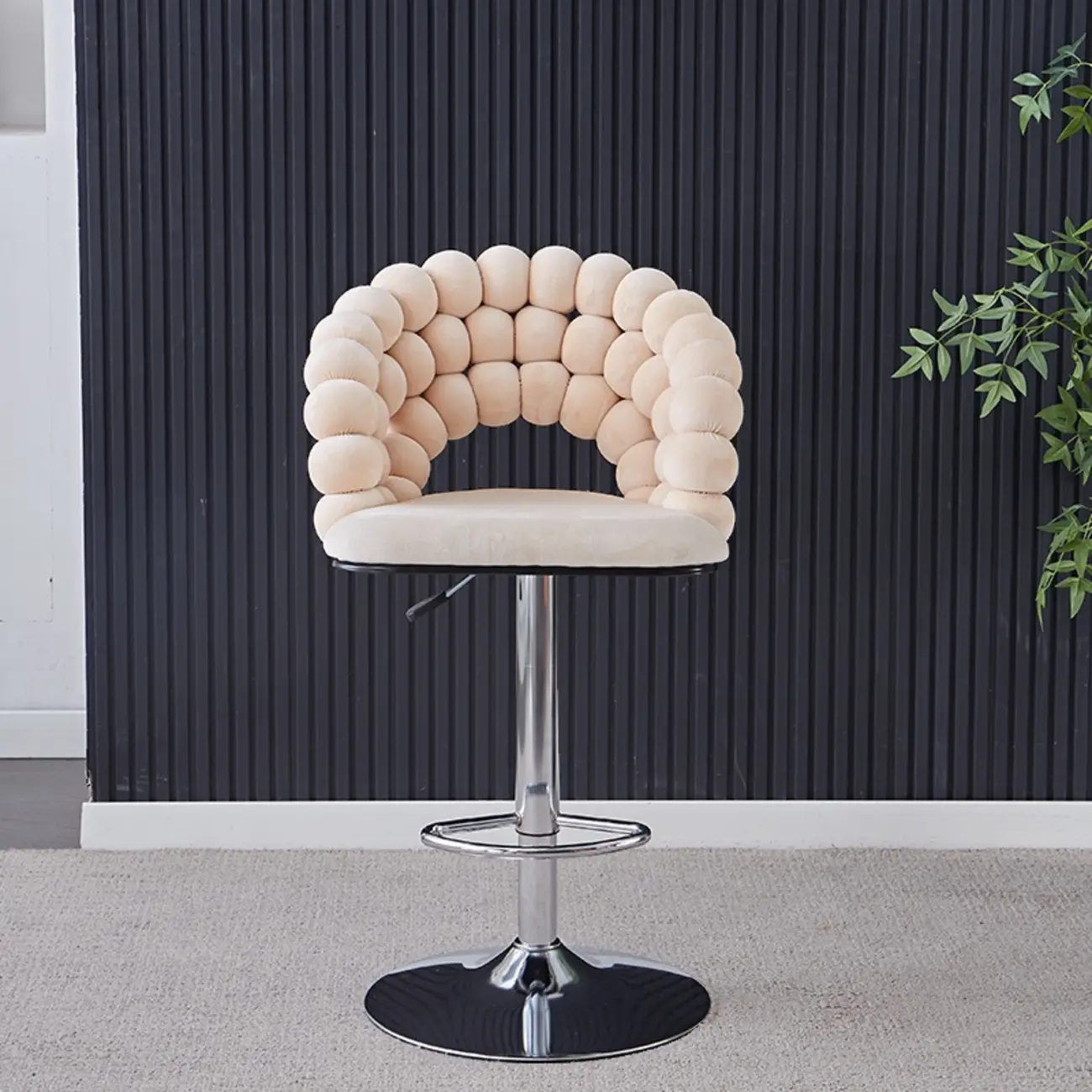 Glam Swivel Saddle Fabric Adjustable Height Bar Stool with Arms Image - 14 | homeyfad