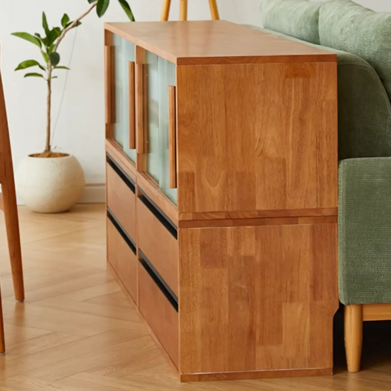 Cocoa Solid Wood Modern Small Horizontal Bookcase Image - 6 | homeyfad