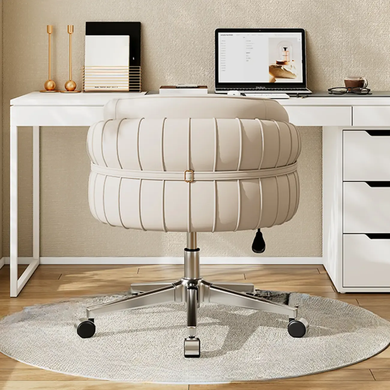 Modern Leather Low Back Adjustable Ergonomic Office Chair Image - 10