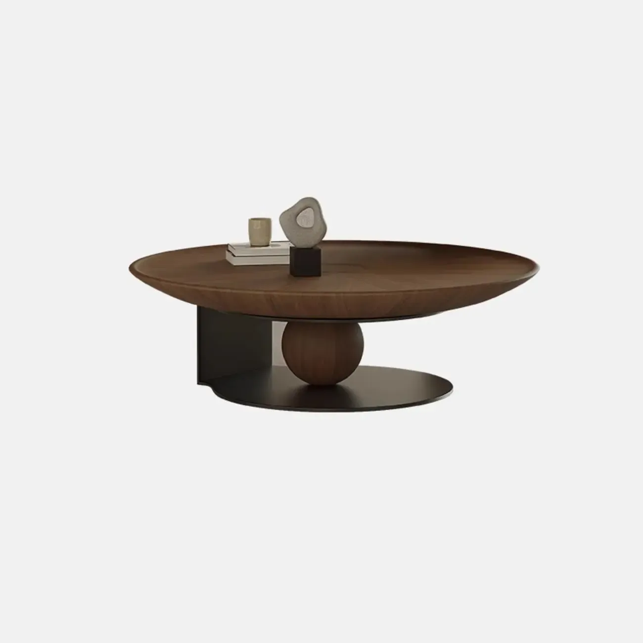 Round Contemporary Wood Nesting Coffee Table For Living Room Image - 4