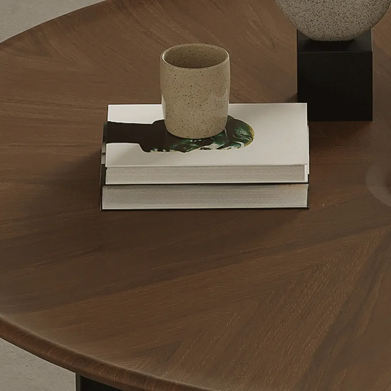 Round Contemporary Wood Nesting Coffee Table For Living Room Image - 10