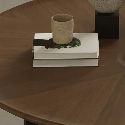 Round Contemporary Wood Nesting Coffee Table For Living Room Image - 10