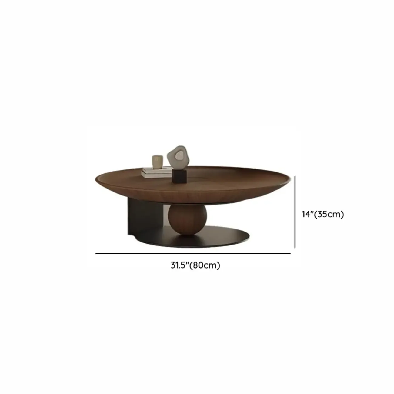 Round Contemporary Wood Nesting Coffee Table For Living Room Image - 12