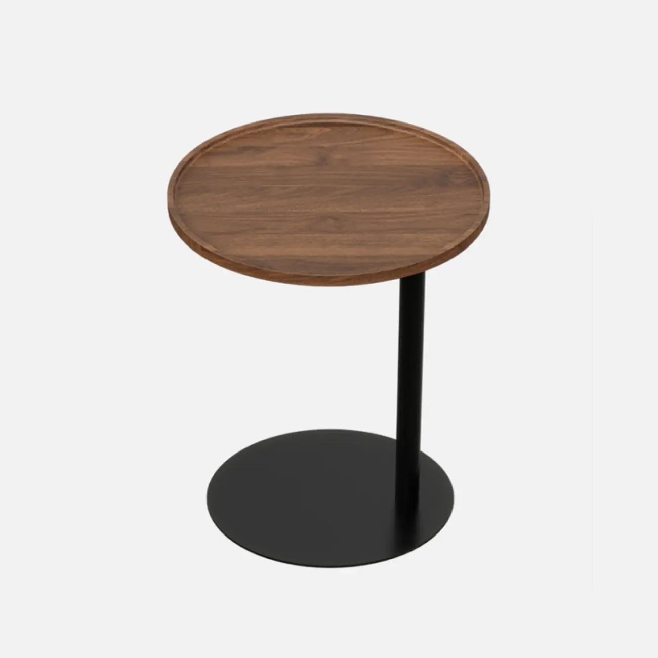 Living Room Brown Wood Top Metal C Shaped Side Table Image - 7 | homeyfad