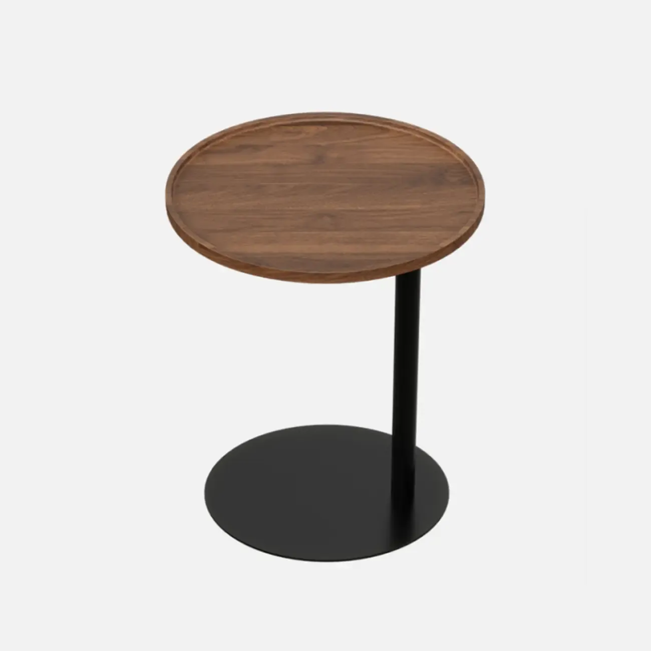 Living Room Brown Wood Top Metal C Shaped Side Table Image - 7