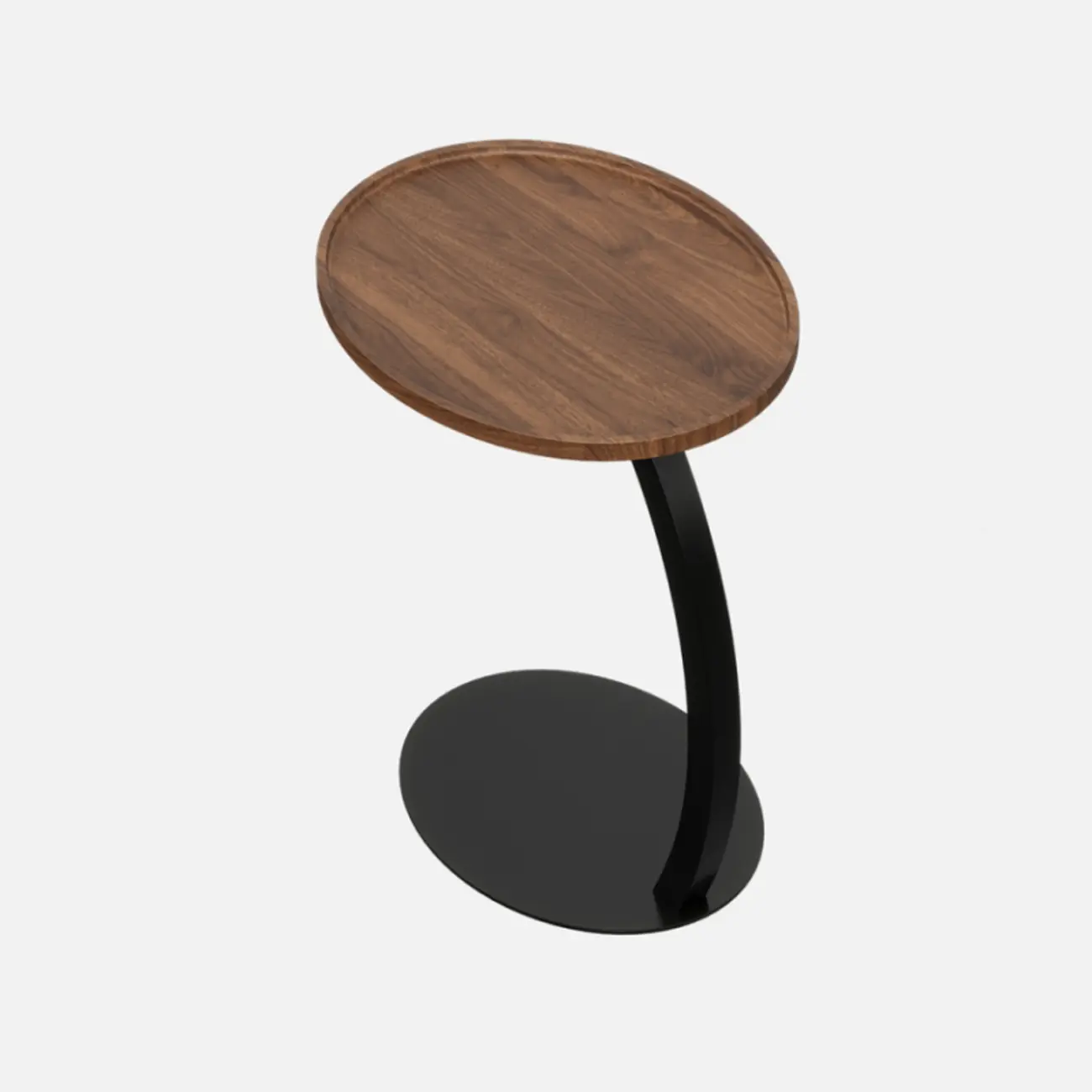 Living Room Brown Wood Top Metal C Shaped Side Table Image - 9 | homeyfad