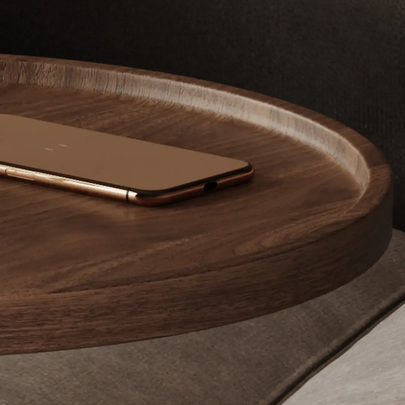 Living Room Brown Wood Top Metal C Shaped Side Table Image - 10