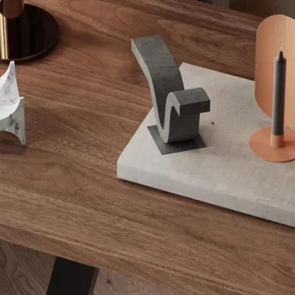 Living Room Brown Wood Top Metal C Shaped Side Table Image - 12