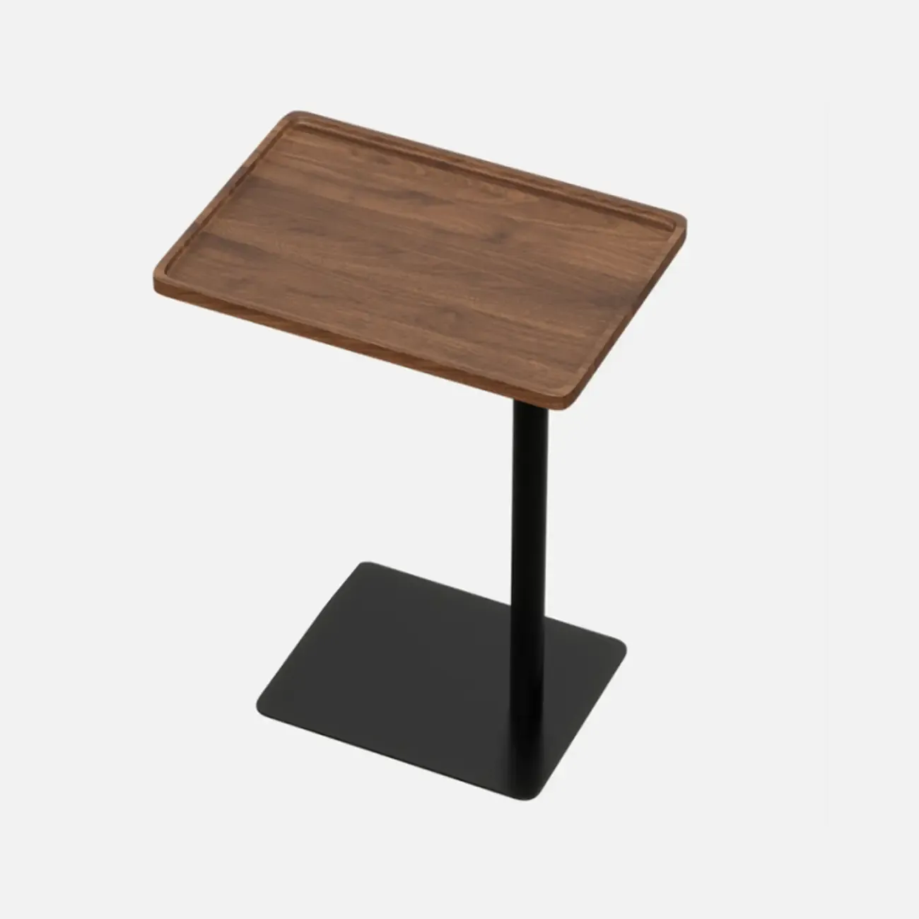 Living Room Brown Wood Top Metal C Shaped Side Table Image - 13
