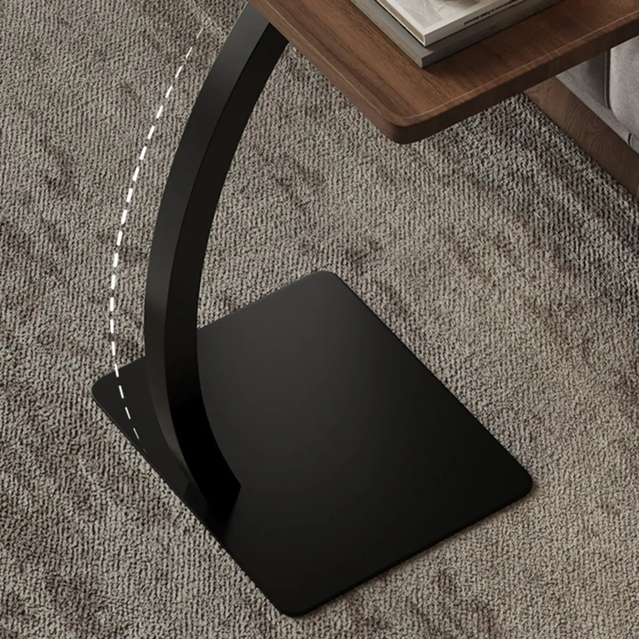 Living Room Brown Wood Top Metal C Shaped Side Table Image - 14 | homeyfad