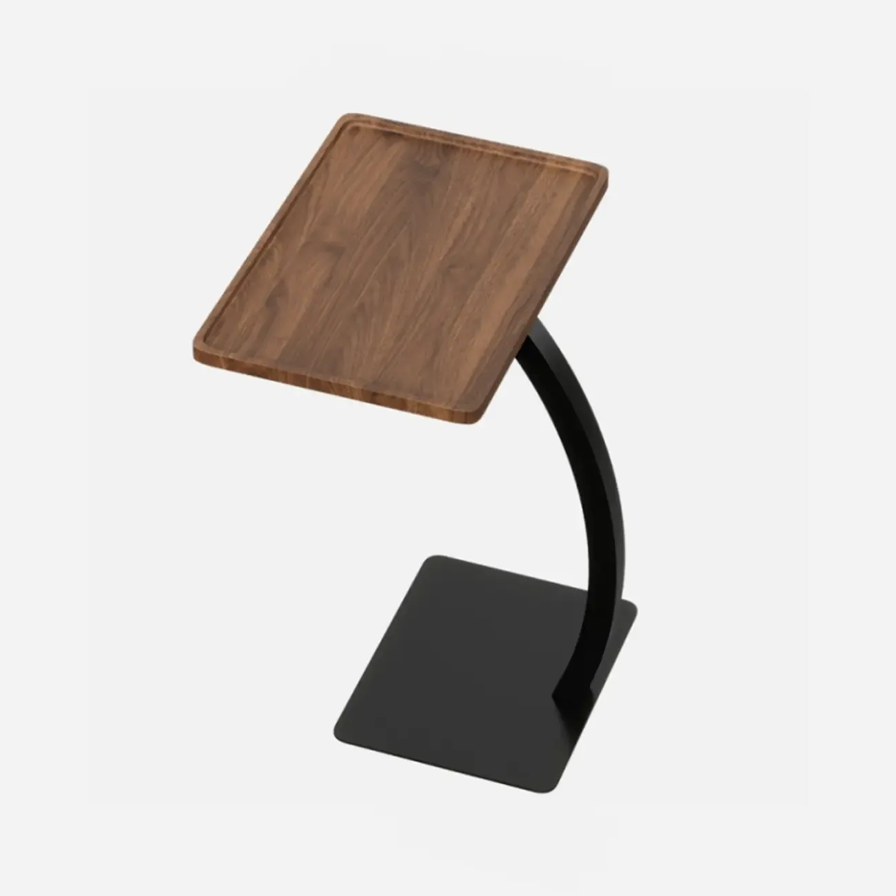 Living Room Brown Wood Top Metal C Shaped Side Table Image - 15