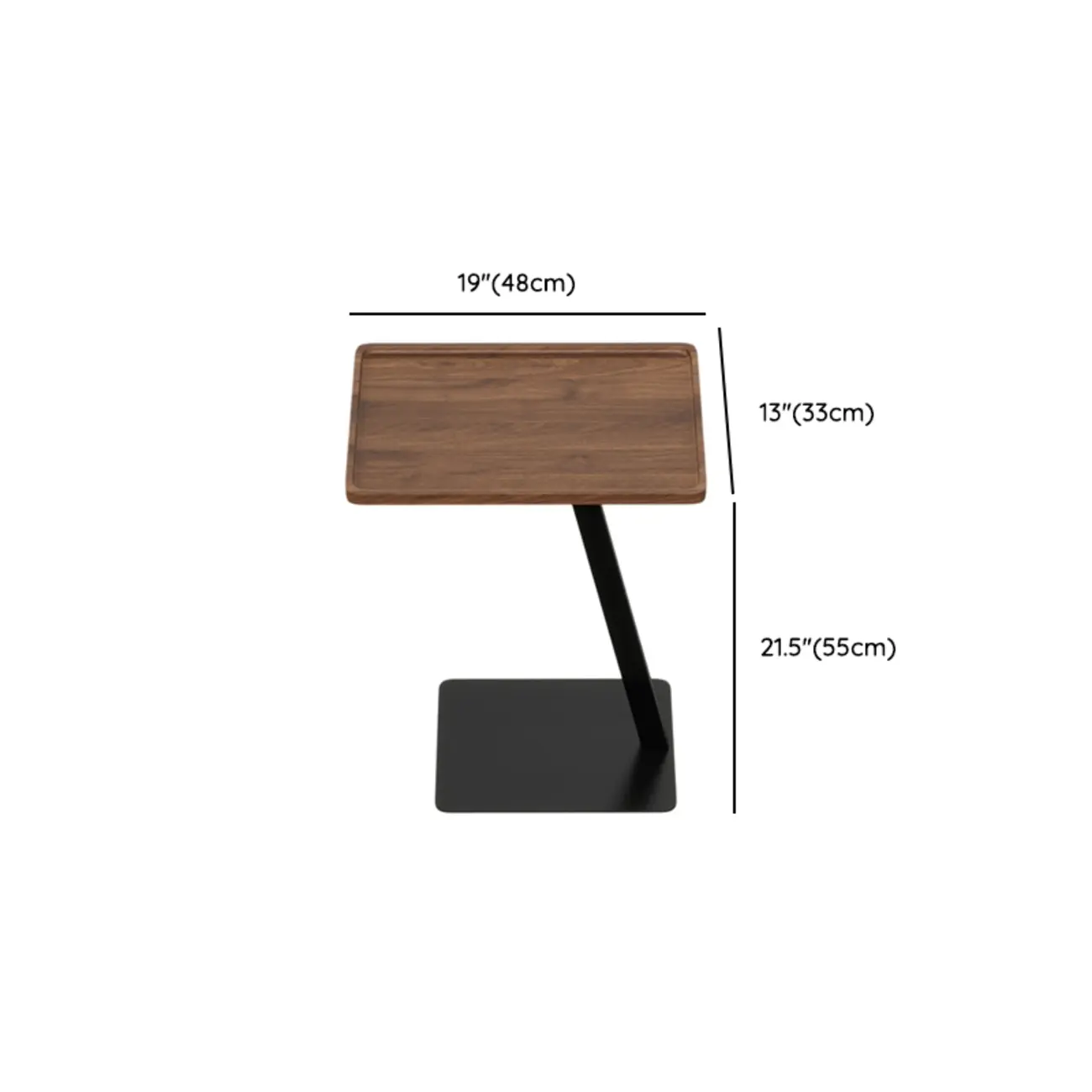 Living Room Brown Wood Top Metal C Shaped Side Table #size | homeyfad