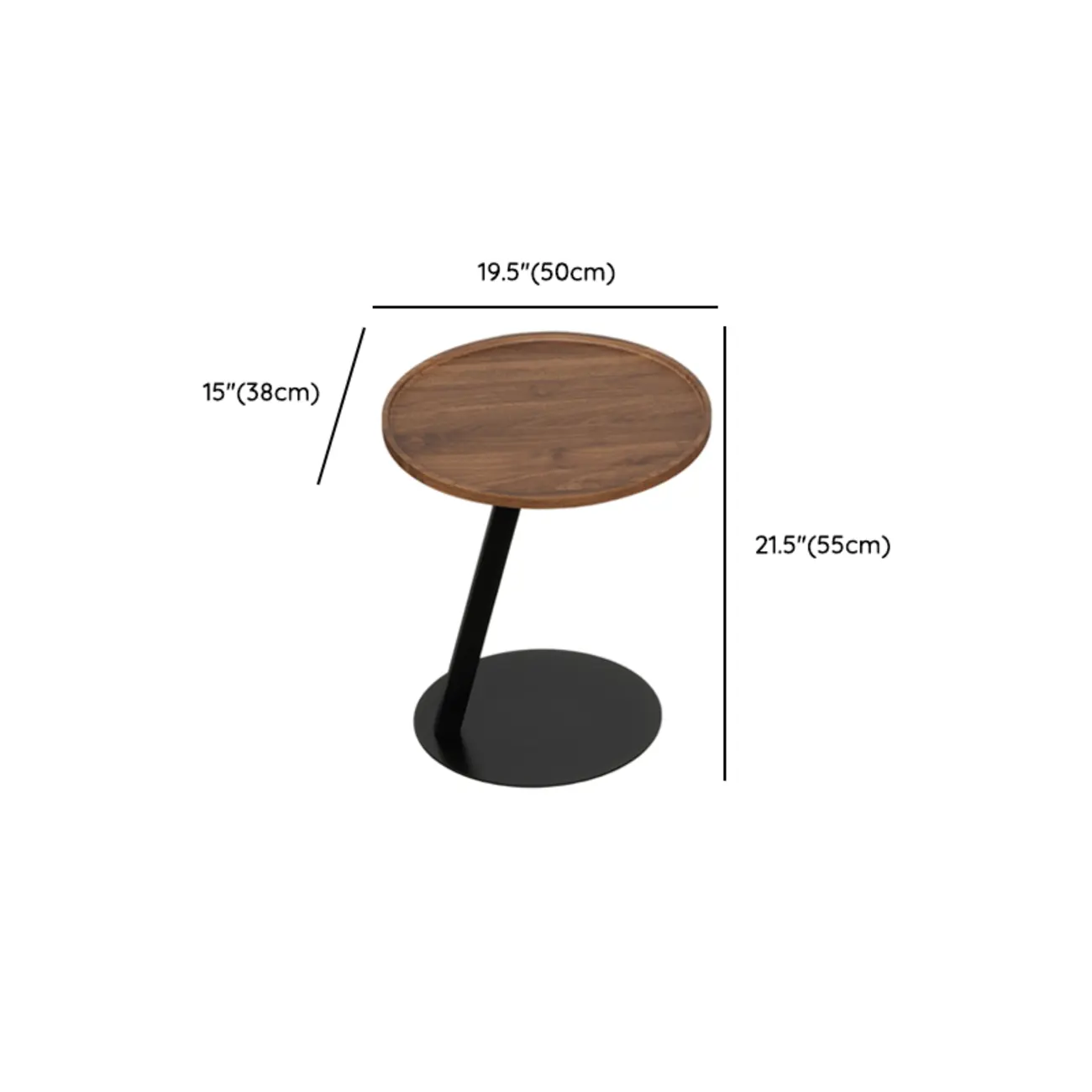 Living Room Brown Wood Top Metal C Shaped Side Table Image - 19 | homeyfad