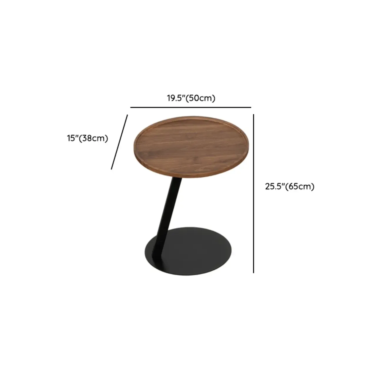 Living Room Brown Wood Top Metal C Shaped Side Table Image - 20