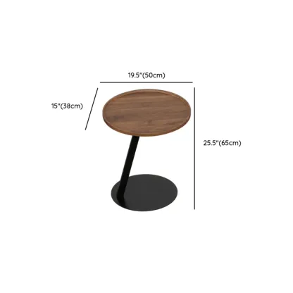 Living Room Brown Wood Top Metal C Shaped Side Table Image - 20