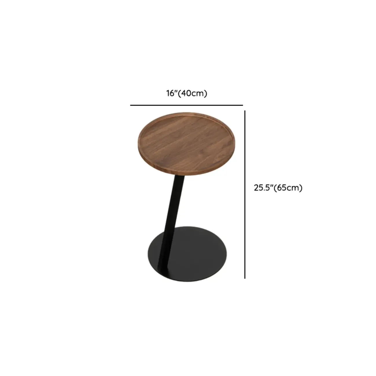 Living Room Brown Wood Top Metal C Shaped Side Table Image - 22