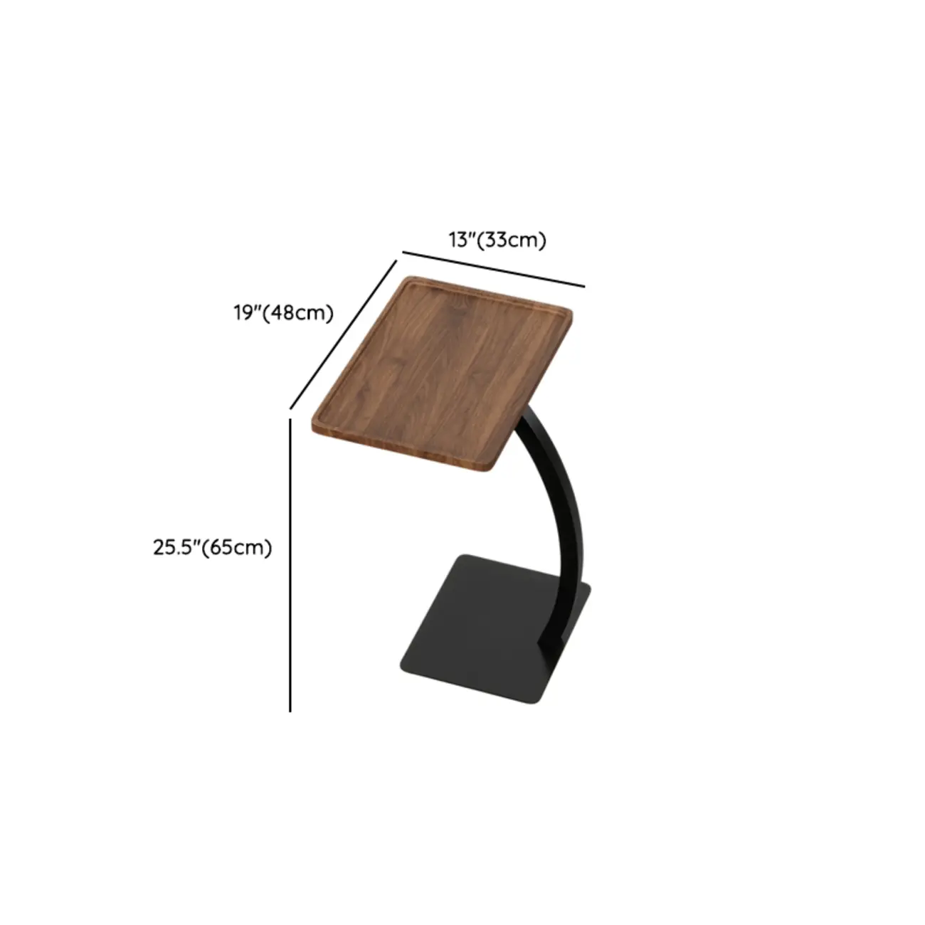 Living Room Brown Wood Top Metal C Shaped Side Table Image - 24 | homeyfad