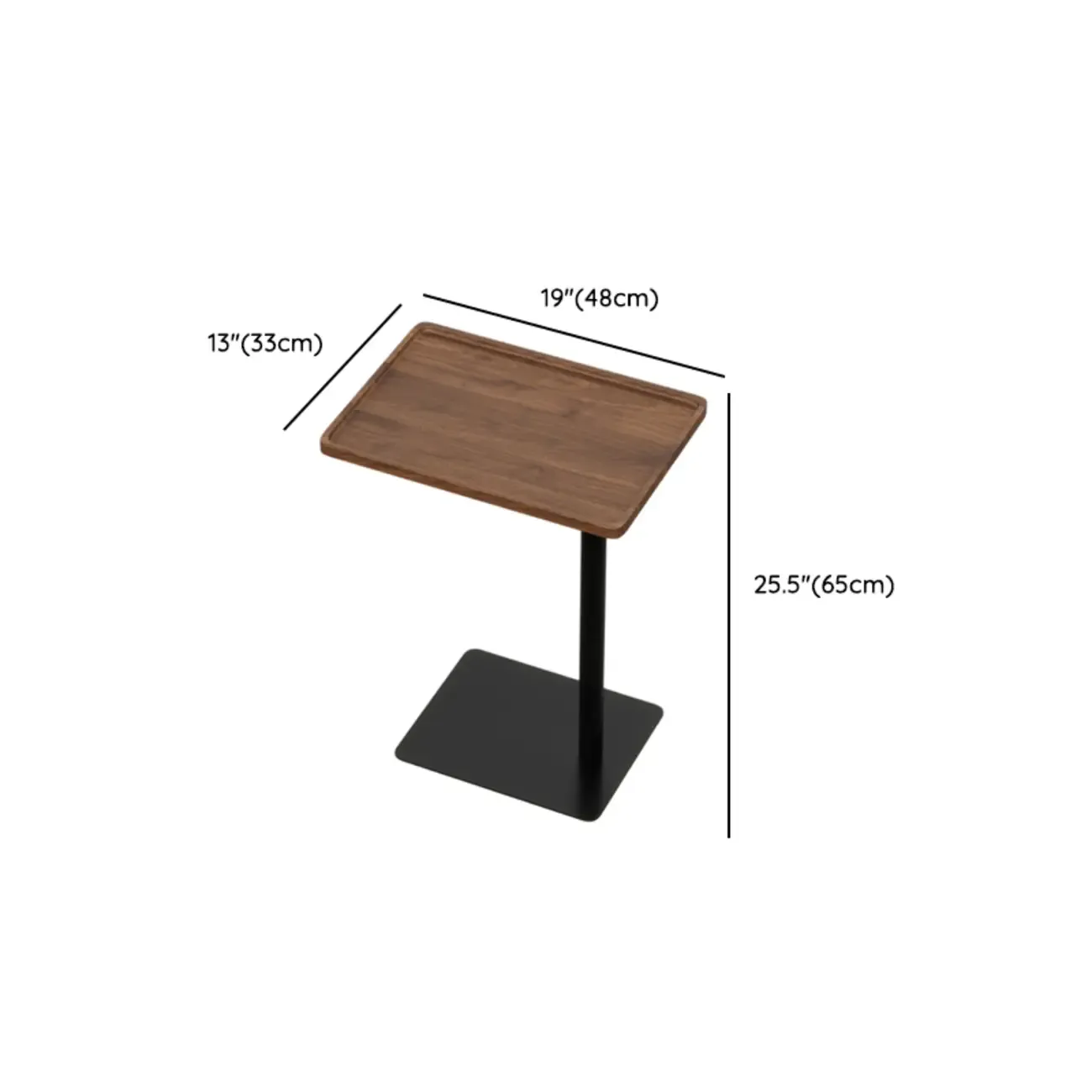 Living Room Brown Wood Top Metal C Shaped Side Table Image - 30