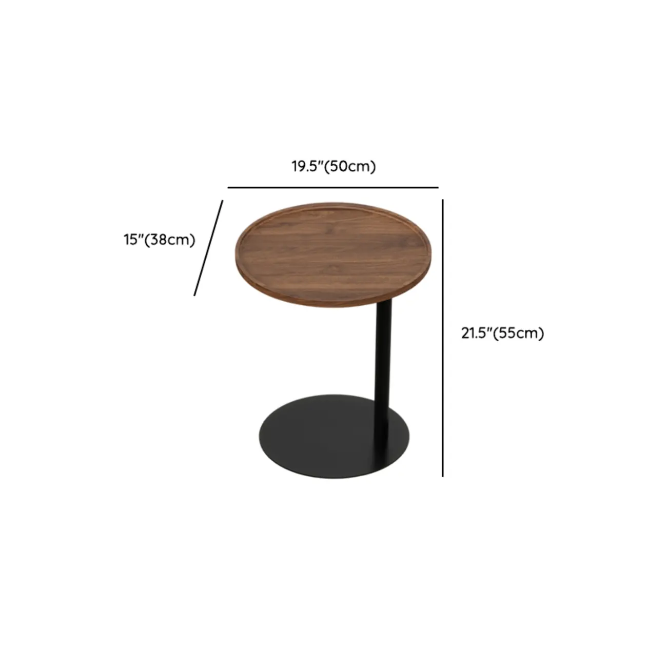 Living Room Brown Wood Top Metal C Shaped Side Table Image - 31 | homeyfad