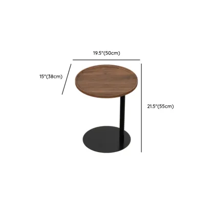 Living Room Brown Wood Top Metal C Shaped Side Table Image - 31
