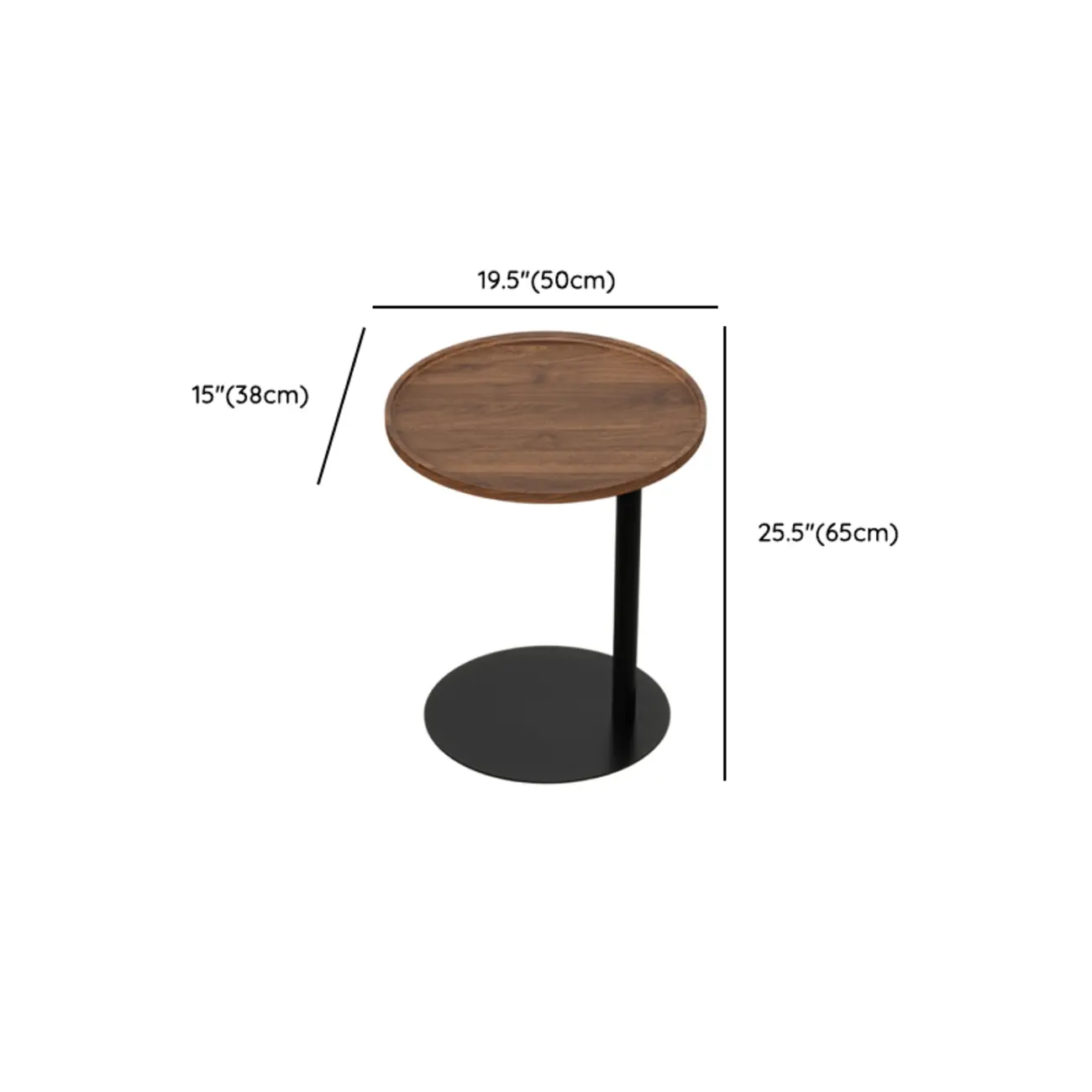 Living Room Brown Wood Top Metal C Shaped Side Table Image - 32 | homeyfad