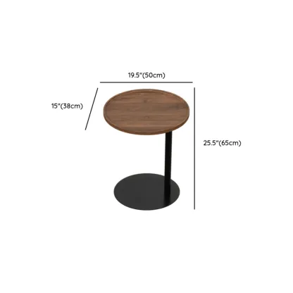 Living Room Brown Wood Top Metal C Shaped Side Table Image - 32