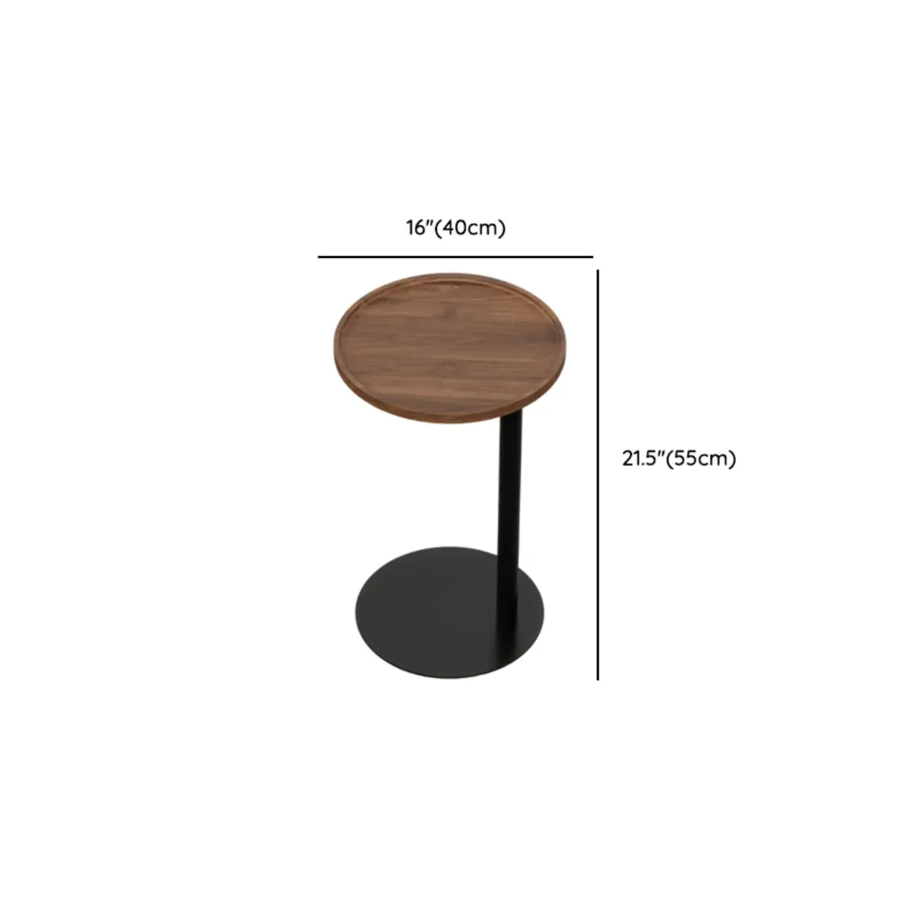 Living Room Brown Wood Top Metal C Shaped Side Table Image - 33