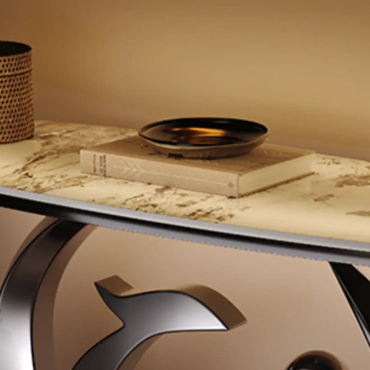 Contemporary Sintered Stone Console Table In Chalk Finish Image - 2