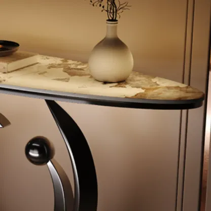 Contemporary Sintered Stone Console Table In Chalk Finish Image - 3