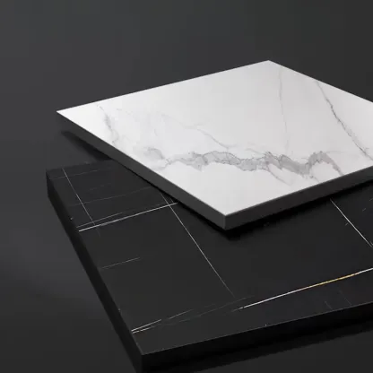 White Modern Stone Metal C Shaped Round Side Table Image - 6