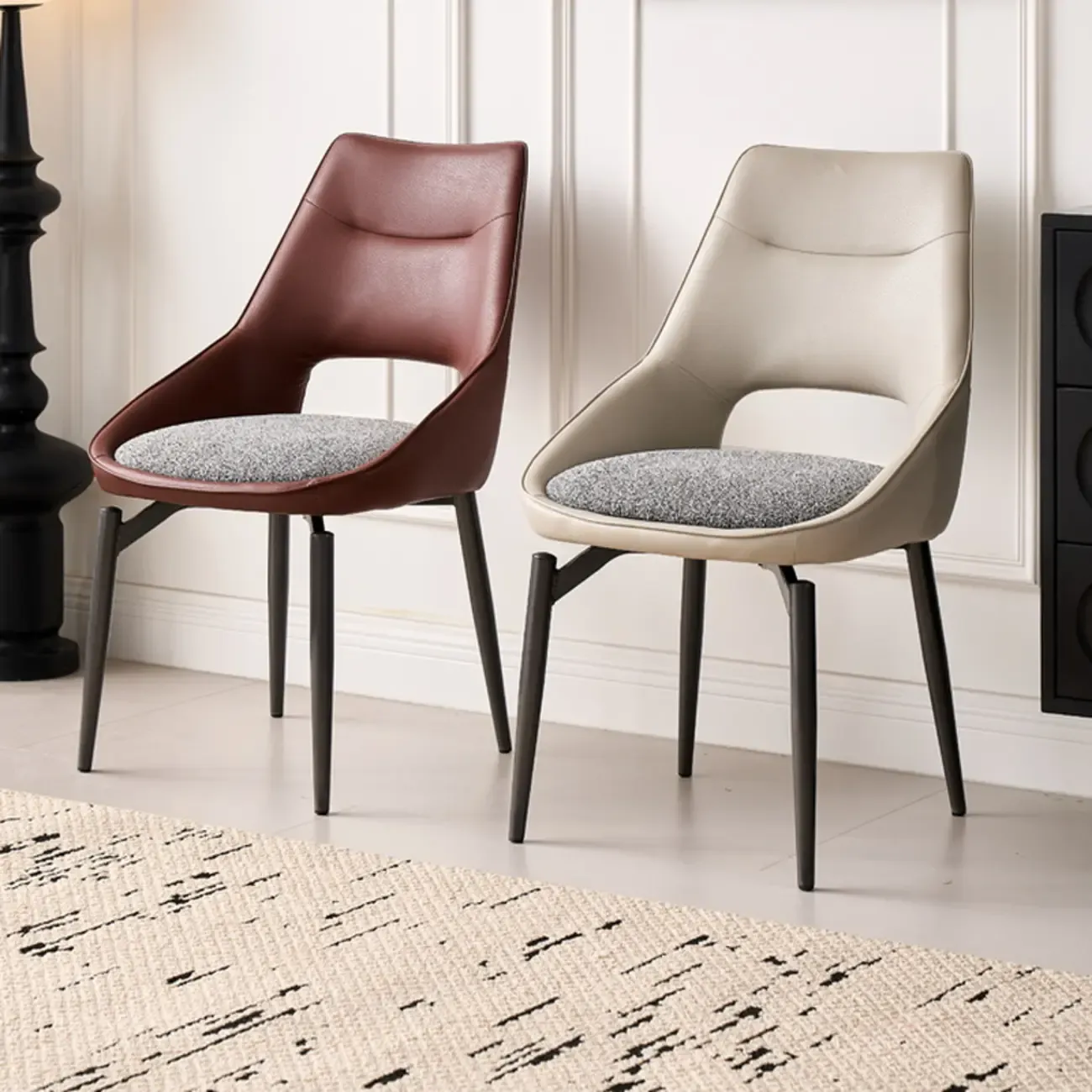 Modern Upholstered Open Back Armless Dining Chair Image - 1