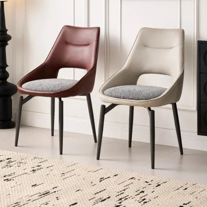 Modern Upholstered Open Back Armless Dining Chair Image - 1