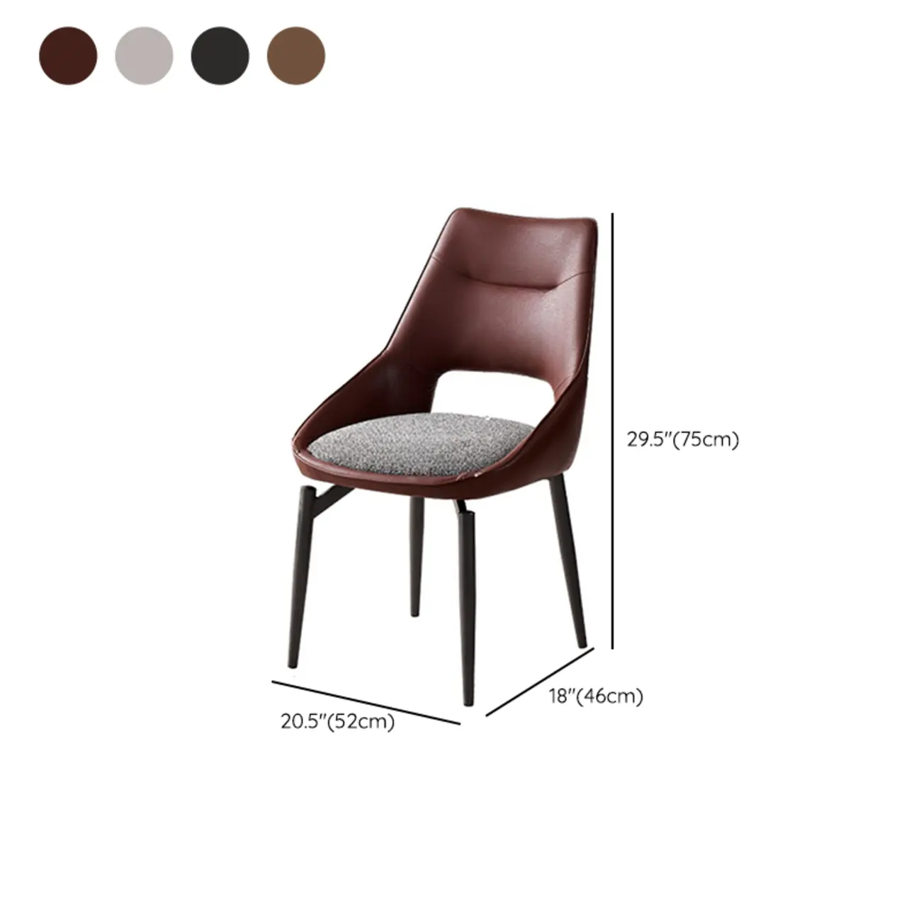 Modern Upholstered Open Back Armless Dining Chair #size | homeyfad