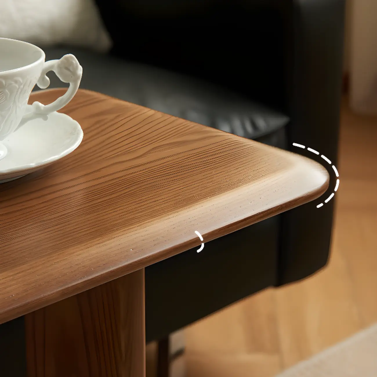 Minimalist Wood Narrow C Side Tables with Book Holder Image - 5 | homeyfad