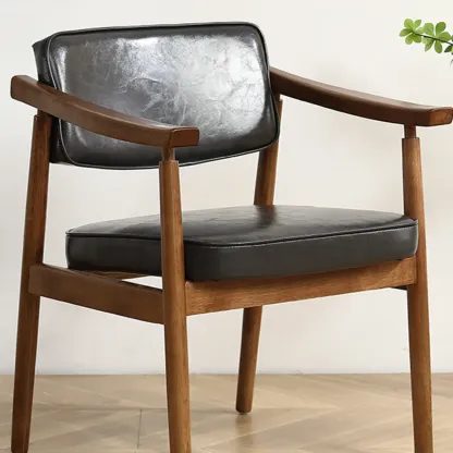 Modern Calfskin Upholstered Ergonomic Office Chair with Arms Image - 1