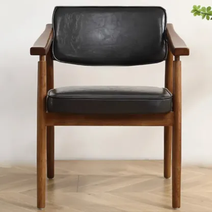 Modern Calfskin Upholstered Ergonomic Office Chair with Arms Image - 8